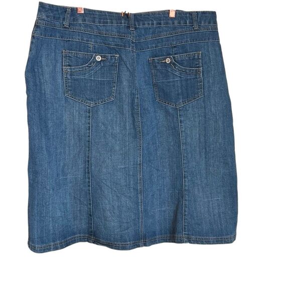 Westport Zip Fly Paneled Midi Denim Jean Skirt Blue Size 18W - Picture 7 of 7